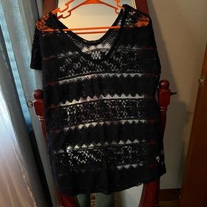 Women black see through top size large